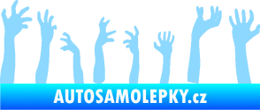 Samolepka Zombie 002 levá mrtví vylézají z hrobu světle modrá