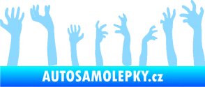 Samolepka Zombie 002 pravá mrtví vylézají z hrobu světle modrá