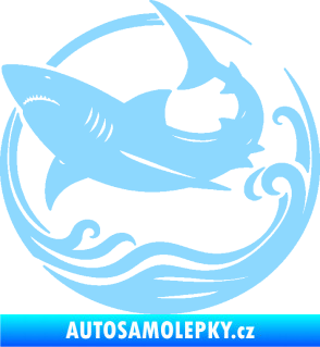 Samolepka Žralok 022 levá vlny světle modrá