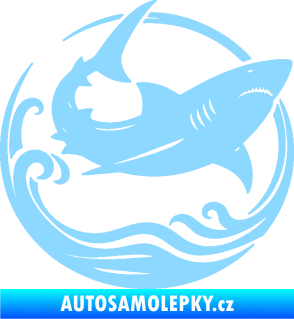 Samolepka Žralok 022 pravá vlny světle modrá