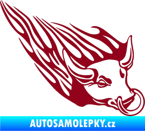 Samolepka Animal flames 010 pravá býk s kruhem bordó vínová