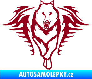Samolepka Animal flames 039 pravá  vlk bordó vínová