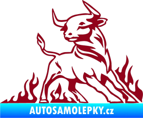 Samolepka Animal flames 062 pravá býk bordó vínová