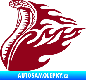 Samolepka Animal flames 088 levá vztyčená kobra bordó vínová