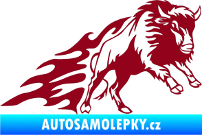Samolepka Animal flames 089 pravá býk bordó vínová