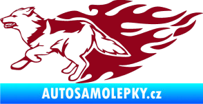 Samolepka Animal flames 090 levá vlk bordó vínová