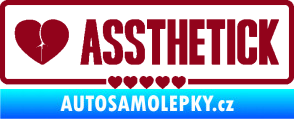 Samolepka Assthetick nápis zadeček se srdíčky bordó vínová