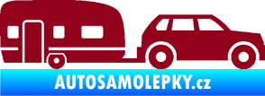 Samolepka Auto s karavanem 001 pravá cestovámí bordó vínová