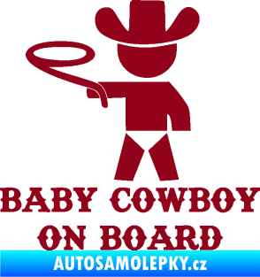 Samolepka Baby cowboy on board levá bordó vínová