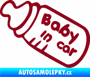 Samolepka Baby in car 001 lahvička na mlíčko bordó vínová