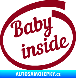 Samolepka Baby inside dítě v autě nápis bordó vínová