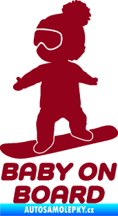Samolepka Baby on board 009 levá snowboard bordó vínová