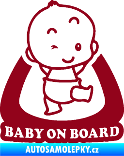 Samolepka Baby on board 011 pravá s nápisem bordó vínová