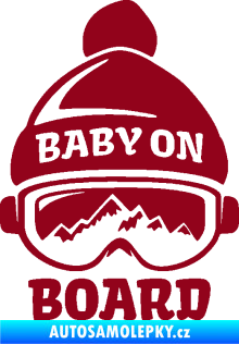 Samolepka Baby on board 012 levá na horách bordó vínová
