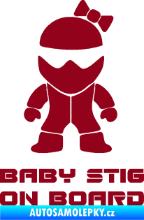 Samolepka Baby stig on board girl bordó vínová