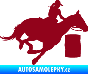 Samolepka Barrel racing 001 pravá cowgirl rodeo bordó vínová
