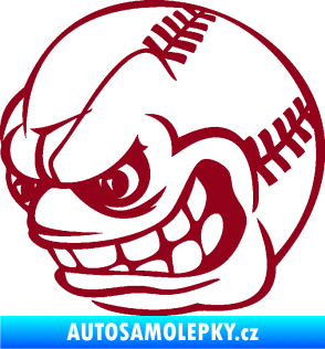 Samolepka Baseballový míček 001 levá s obličejem bordó vínová