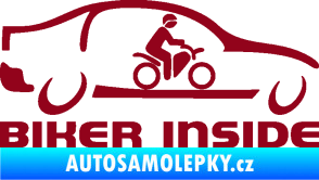 Samolepka Biker inside 001 motorkář v autě bordó vínová