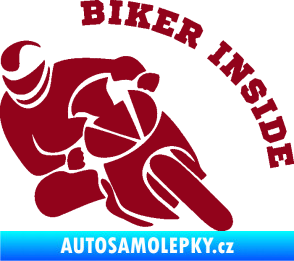 Samolepka Biker inside 002 levá motorkář bordó vínová