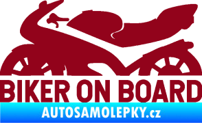 Samolepka Biker on board levá motorka bordó vínová