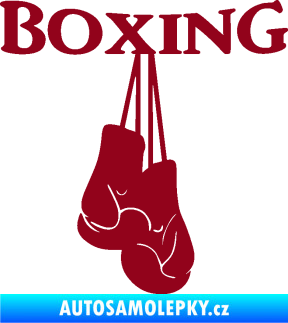 Samolepka Boxing nápis s rukavicemi bordó vínová