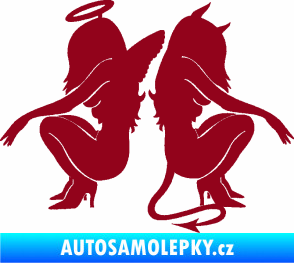 Samolepka Čertice 007 pravá s andělem bordó vínová