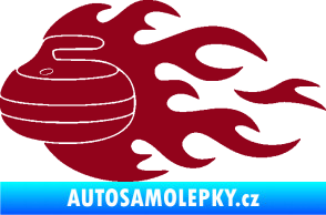 Samolepka Curling 005 levá kámen bordó vínová