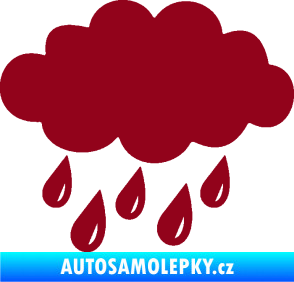 Samolepka Déšť 001 levá mrak a kapky bordó vínová