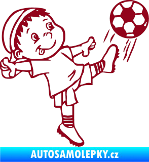 Samolepka Dítě v autě 022 pravá fotbalista s míčem bordó vínová