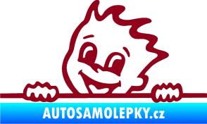Samolepka Dítě v autě 029 levá veselý kluk hlavička bordó vínová