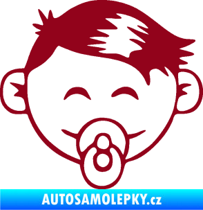 Samolepka Dítě v autě 049 pravá kluk s dudlíkem bordó vínová