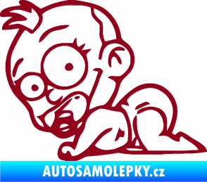 Samolepka Dítě v autě 067 levá lezoucí miminko bordó vínová
