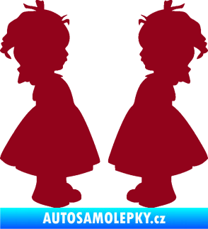 Samolepka Dítě v autě 072 dvě holčičky sourozenci bordó vínová