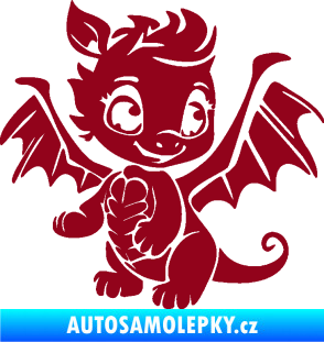 Samolepka Dragon 054 pravá roztomilý dráček bordó vínová