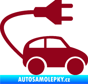 Samolepka Elektro auto 002 pravá symbol zásuvka bordó vínová