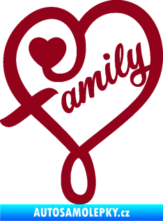 Samolepka Family 001 nápis se srdíčkem bordó vínová