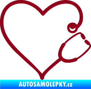 Samolepka Fonendoskop 002 pravá  zdravotní sestřička bordó vínová
