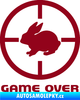 Samolepka Game over lov zajíce bordó vínová