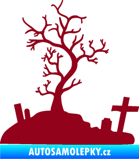 Samolepka Halloween 019 levá hřbitov bordó vínová