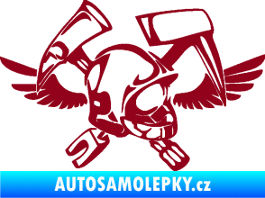 Samolepka Hasič 011 pravá helma bordó vínová