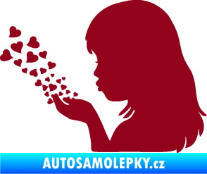 Samolepka Holčička se srdíčky levá bordó vínová
