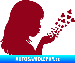 Samolepka Holčička se srdíčky pravá bordó vínová