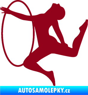Samolepka Hula Hop 002 levá gymnastka s obručí bordó vínová