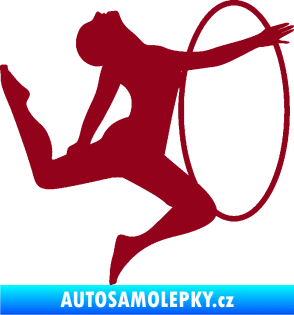 Samolepka Hula Hop 002 pravá gymnastka s obručí bordó vínová