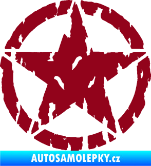 Samolepka Hvězda Army 010 potrhaná bordó vínová