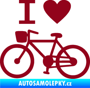 Samolepka I love cycling levá bordó vínová