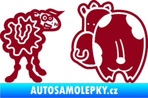 Samolepka JDM kravička a ovečka 002 pravá bordó vínová