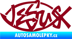 Samolepka Jesus rybička 001 křesťanský symbol bordó vínová