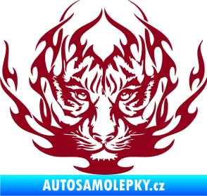 Samolepka Kapota 033 tygr v plamenech bordó vínová