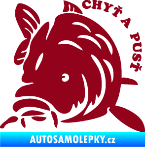Samolepka Kapr 004 chyť a pusť levá bordó vínová